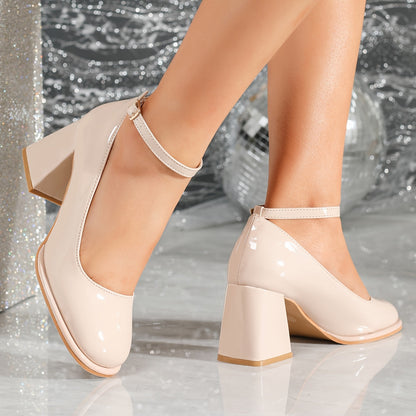 Celeste™ | Patent Leather Heels with Strap