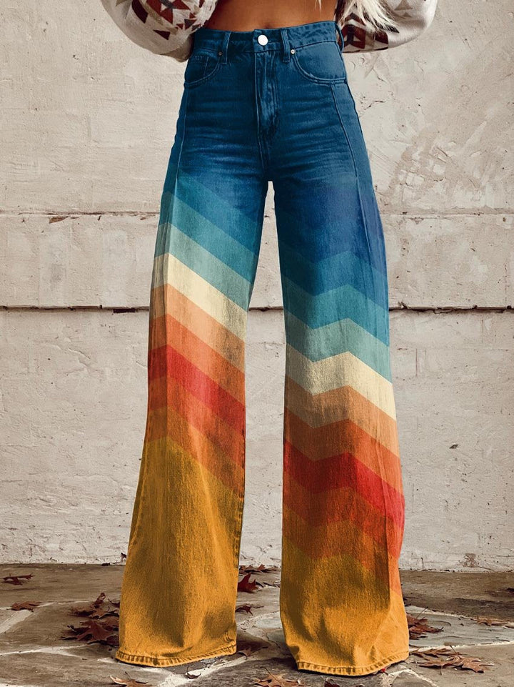 Estela™ | Retro chevron-bukser med brede ben